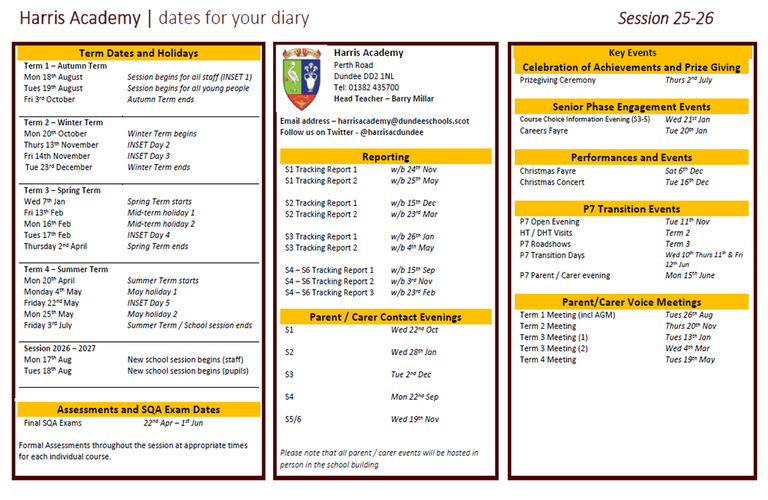 Dates for your Diary 2025-26