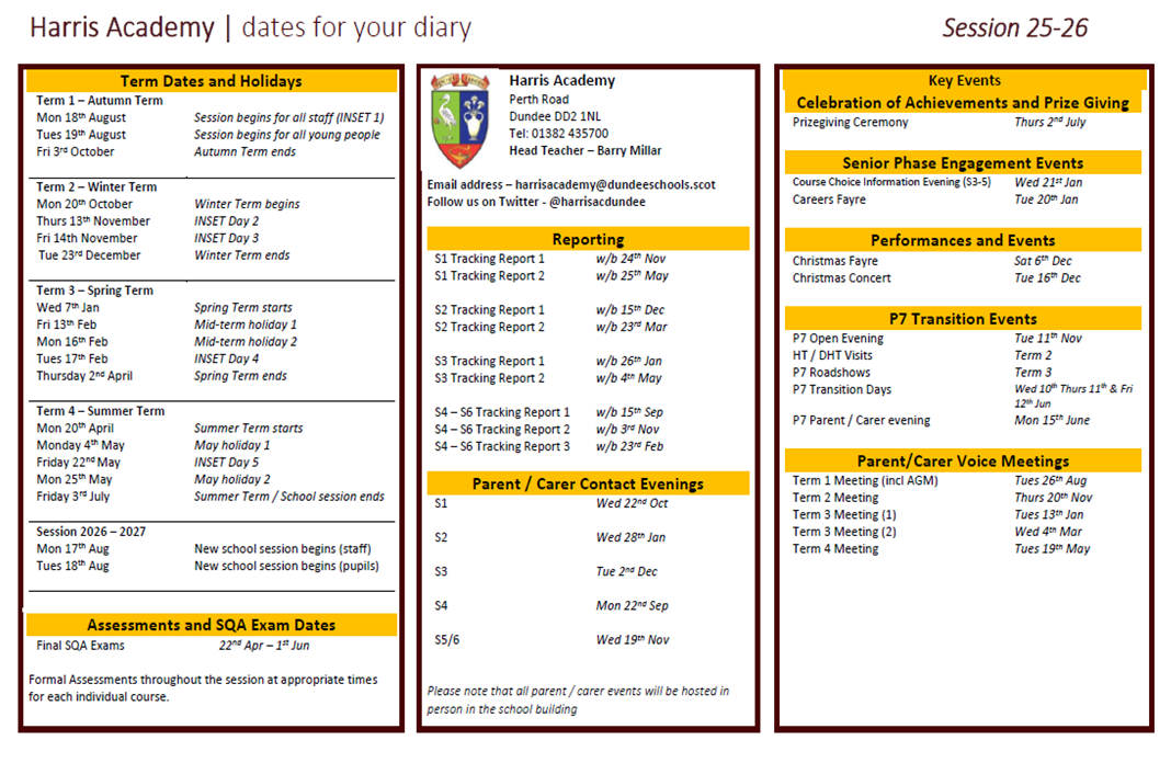 Dates for your Diary 2025-26